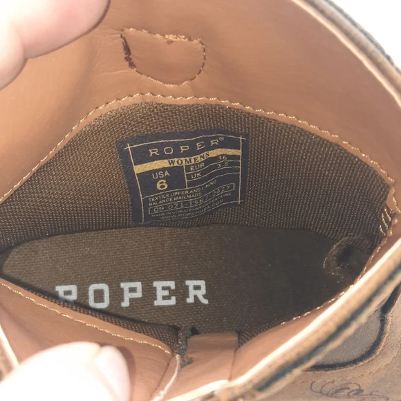 ROPER Vegan Leather Western Boots NWT New Cowgirl Western Cowboy Cognac 6 Design - Picture 10 of 11